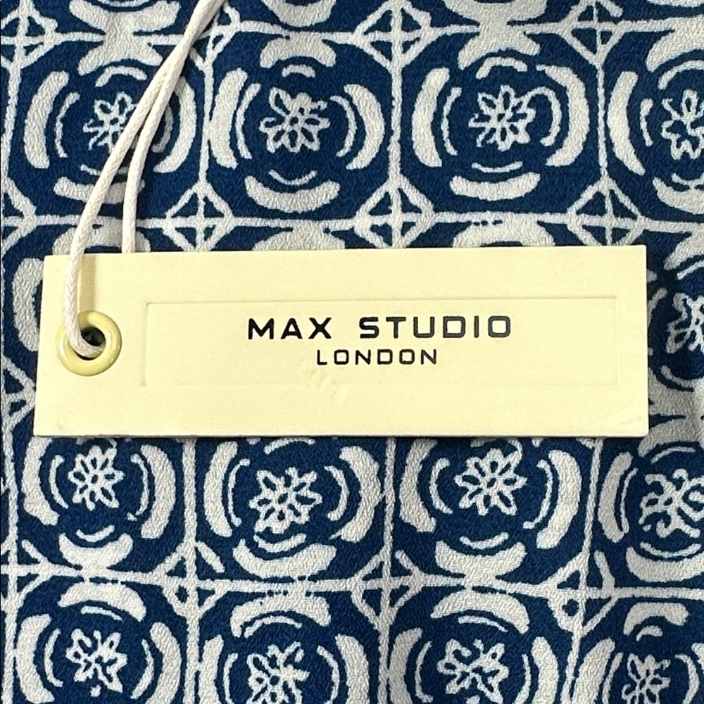 Max Studio Blue Geometric Long Sleeve Dress - Picture 8 of 11